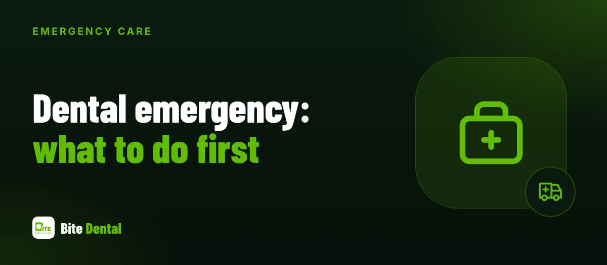 Illustration of a dental emergency first-aid checklist