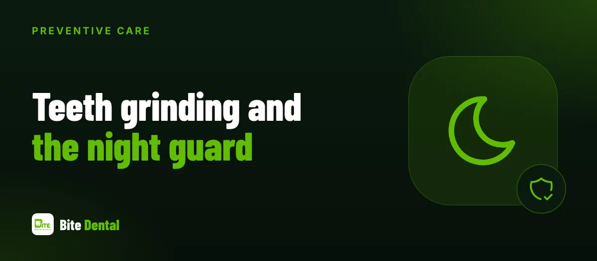 Illustration of worn teeth and a night guard for teeth grinding